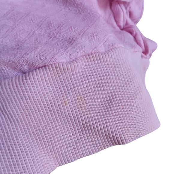 Girls 12 Vintage Crop Top 1970's Pink Ruffled Knit Textured Diamond Pattern - Picture 5 of 5